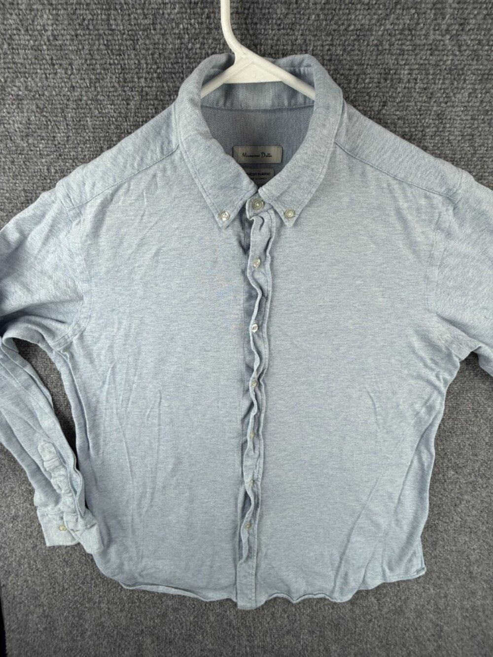Massimo Dutti Long Sleeve Button Up Shirt Men Cotton Blue Knit XL FINEST FABRIC